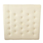 Pouf quadrato contenitore trapuntato in microfibra crema/grigio con ripiano in legno