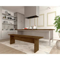 Panca da Pranzo Effetto Legno, Stile Rustico con Base ad H, 2 Posti, Naturale / Nero / Bianco / Blu Notte / Grigio