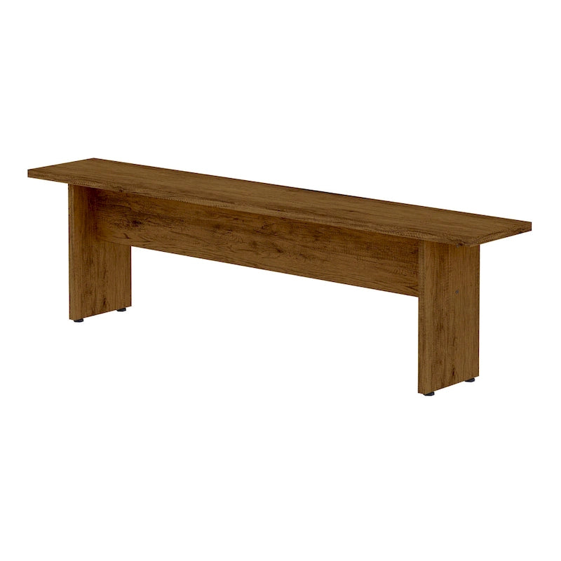 Panca da Pranzo Effetto Legno, Stile Rustico con Base ad H, 2 Posti, Naturale / Nero / Bianco / Blu Notte / Grigio