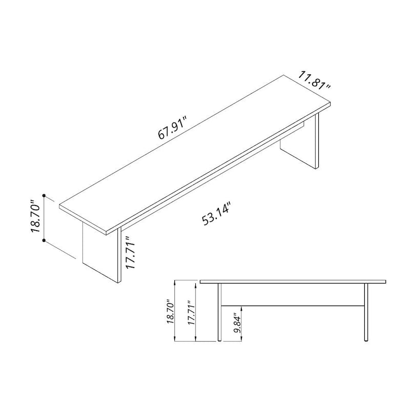 Panca da Pranzo Effetto Legno, Stile Rustico con Base ad H, 2 Posti, Naturale / Nero / Bianco / Blu Notte / Grigio