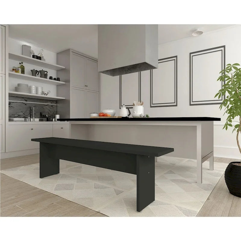 Panca da Pranzo Effetto Legno, Stile Rustico con Base ad H, 2 Posti, Naturale / Nero / Bianco / Blu Notte / Grigio