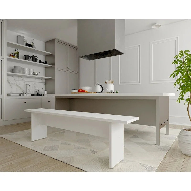 Panca da Pranzo Effetto Legno, Stile Rustico con Base ad H, 2 Posti, Naturale / Nero / Bianco / Blu Notte / Grigio