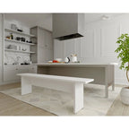 Panca da Pranzo Effetto Legno, Stile Rustico con Base ad H, 2 Posti, Naturale / Nero / Bianco / Blu Notte / Grigio
