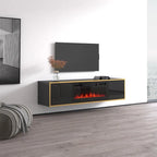 Mobile TV con Camino Elettrico – Bianco/Nero, Adatto per TV fino a 75"