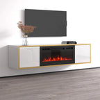 Mobile TV con Camino Elettrico – Bianco/Nero, Adatto per TV fino a 75"