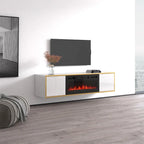 Mobile TV con Camino Elettrico – Bianco/Nero, Adatto per TV fino a 75"