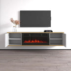Mobile TV con Camino Elettrico – Bianco/Nero, Adatto per TV fino a 75"