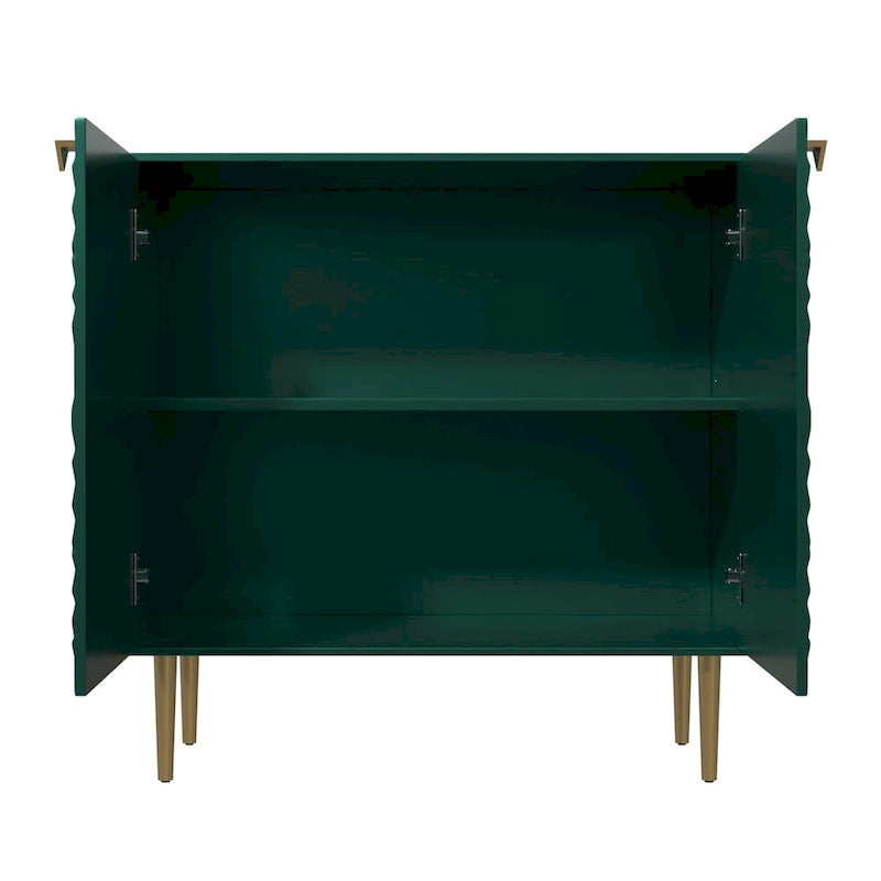 Madia a 2 ante con motivo a rombi e gambe dorate – Bianco / Verde / Nero / Blu, 1 unità