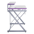 Scrivania da Gaming con Luci LED RGB – Nero / Bianco / Viola / Rosa, Utente Singolo