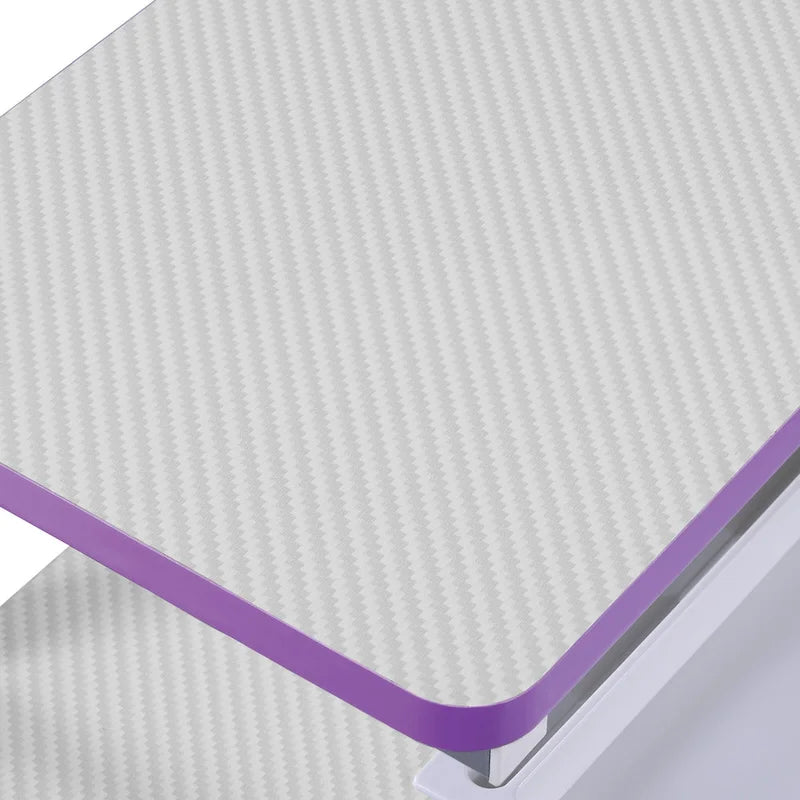 Scrivania da Gaming con Luci LED RGB – Nero / Bianco / Viola / Rosa, Utente Singolo