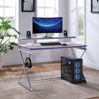 Scrivania da Gaming con Luci LED RGB – Nero / Bianco / Viola / Rosa, Utente Singolo