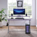 Scrivania da Gaming con Luci LED RGB – Nero / Bianco / Viola / Rosa, Utente Singolo
