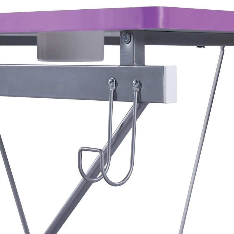 Scrivania da Gaming con Luci LED RGB – Nero / Bianco / Viola / Rosa, Utente Singolo