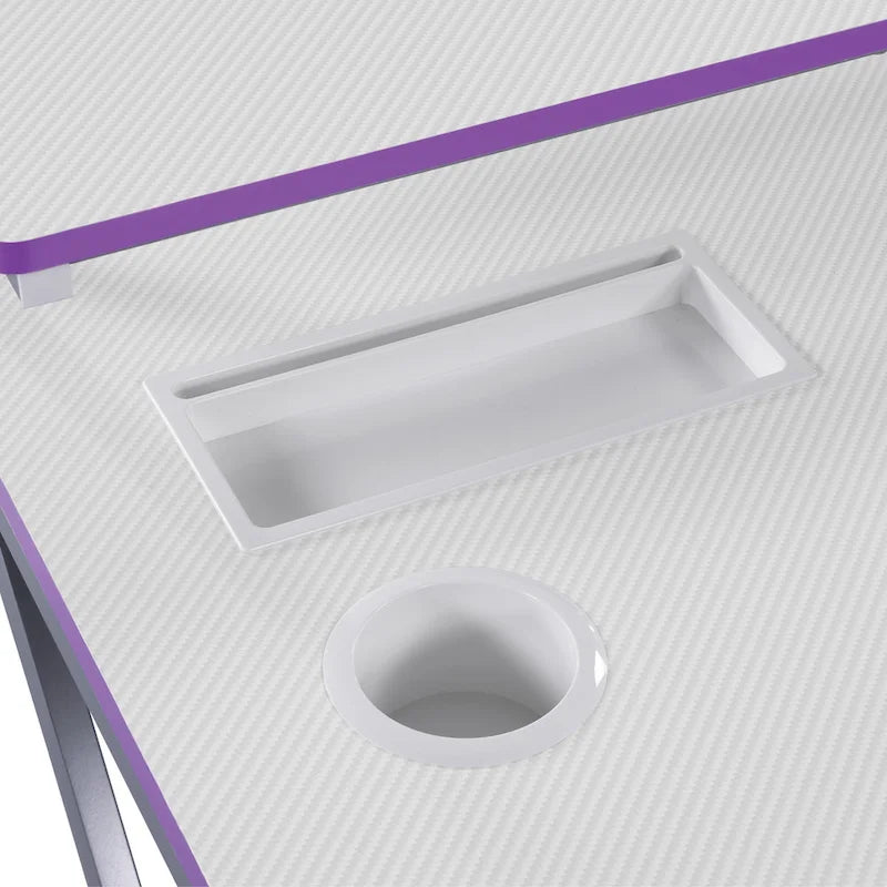 Scrivania da Gaming con Luci LED RGB – Nero / Bianco / Viola / Rosa, Utente Singolo