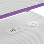 Scrivania da Gaming con Luci LED RGB – Nero / Bianco / Viola / Rosa, Utente Singolo
