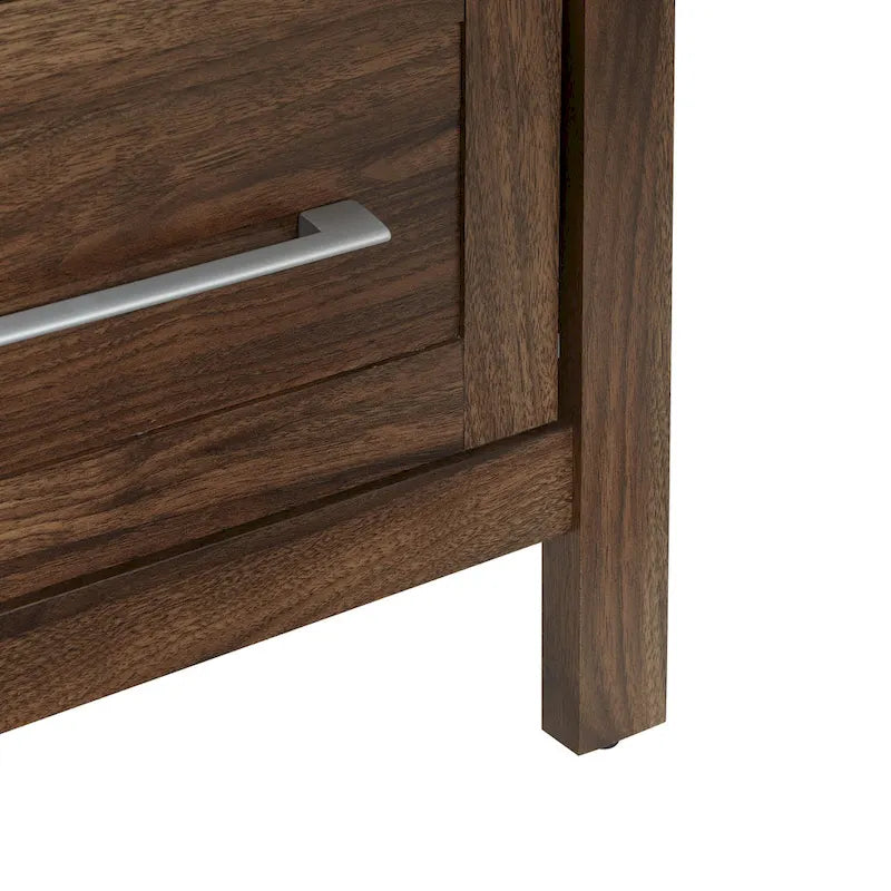 Comodino contemporaneo singolo con ripiano USB e cassetto, Quercia Canyon/Noce Classico