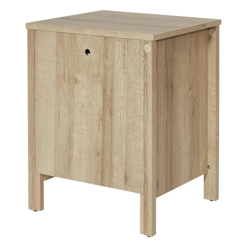 Comodino contemporaneo singolo con ripiano USB e cassetto, Quercia Canyon/Noce Classico