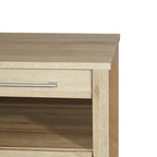 Comodino contemporaneo singolo con ripiano USB e cassetto, Quercia Canyon/Noce Classico