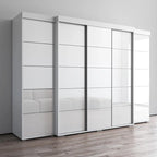 Set armadio a 3 ante con frontale in vetro Grigio/Nero/Bianco e finitura opaca