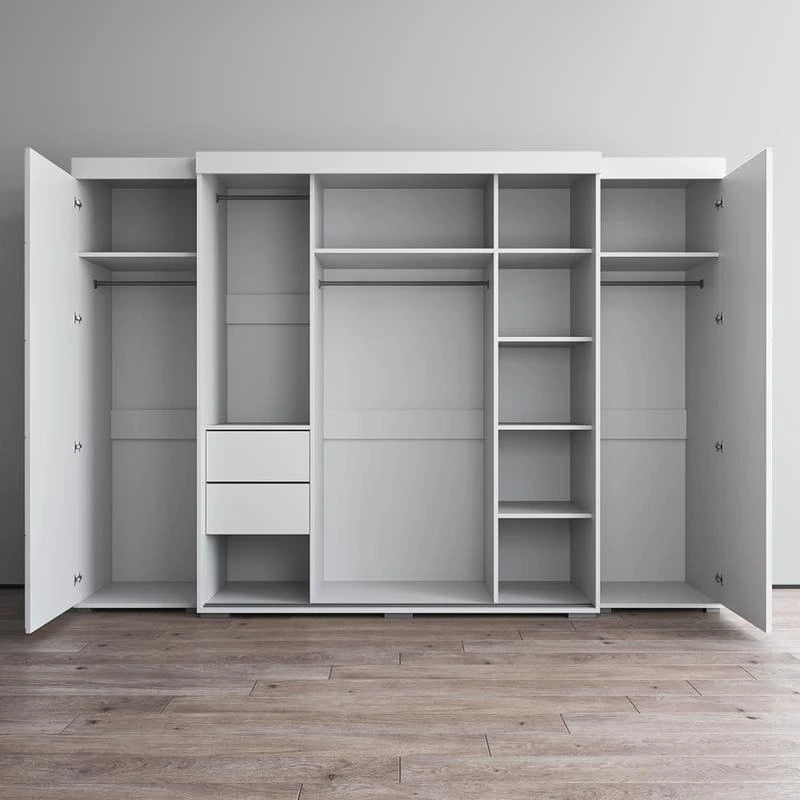 Set armadio a 3 ante con frontale in vetro Grigio/Nero/Bianco e finitura opaca