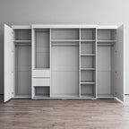 Set armadio a 3 ante con frontale in vetro Grigio/Nero/Bianco e finitura opaca