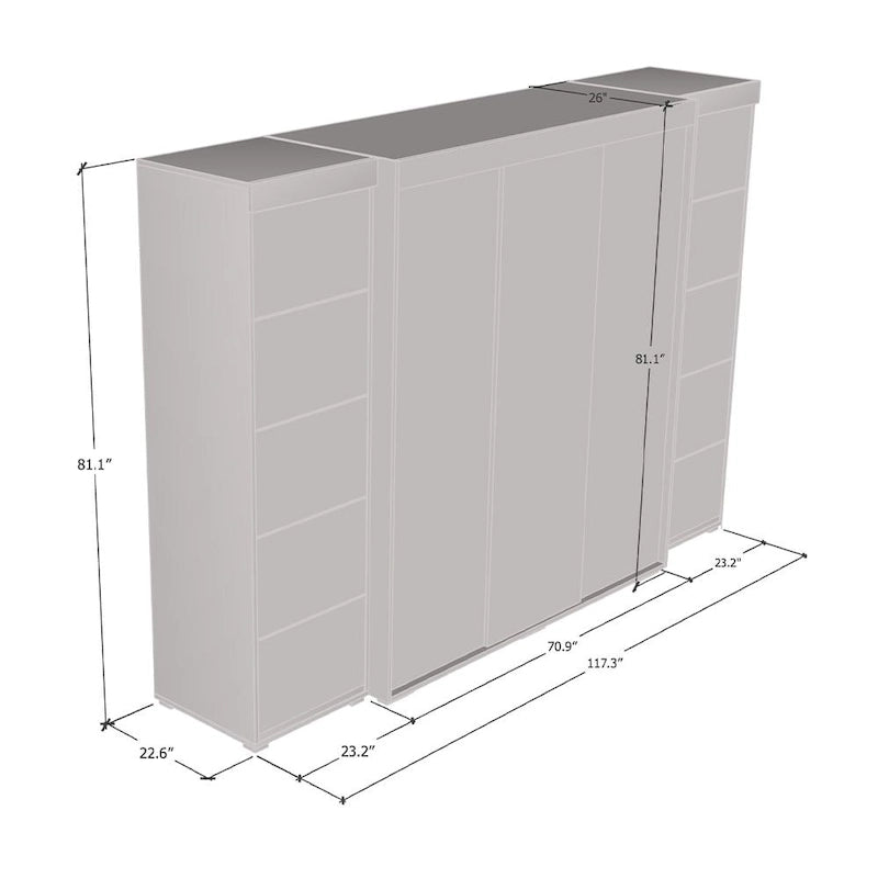 Set armadio a 3 ante con frontale in vetro Grigio/Nero/Bianco e finitura opaca