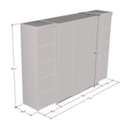 Set armadio a 3 ante con frontale in vetro Grigio/Nero/Bianco e finitura opaca