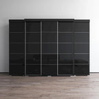 Set armadio a 3 ante con frontale in vetro Grigio/Nero/Bianco e finitura opaca