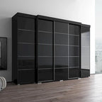 Set armadio a 3 ante con frontale in vetro Grigio/Nero/Bianco e finitura opaca
