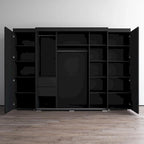 Set armadio a 3 ante con frontale in vetro Grigio/Nero/Bianco e finitura opaca