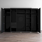 Set armadio a 3 ante con frontale in vetro Grigio/Nero/Bianco e finitura opaca