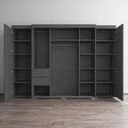 Set armadio a 3 ante con frontale in vetro Grigio/Nero/Bianco e finitura opaca