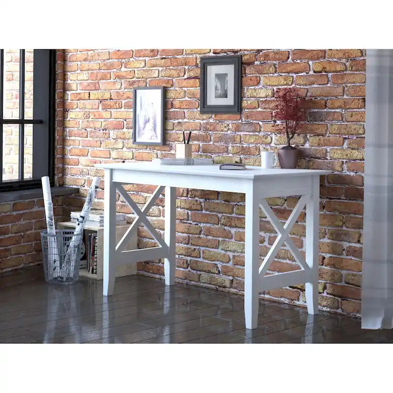Scrivania con Stazione di Ricarica, Noce/Bianco, Singola, 48"L