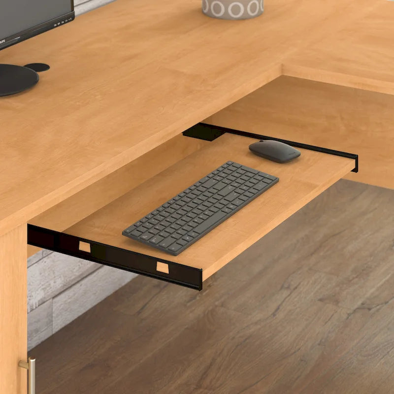 Scrivania a L Maple Cross da 60W con Cassetti e Mobile Contenitore, Utente Singolo