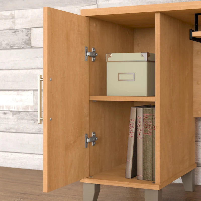 Scrivania a L Maple Cross da 60W con Cassetti e Mobile Contenitore, Utente Singolo