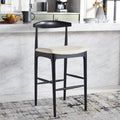 Sgabello da bar con schienale in legno curvato nero e crema, 76 cm H, seduta singola