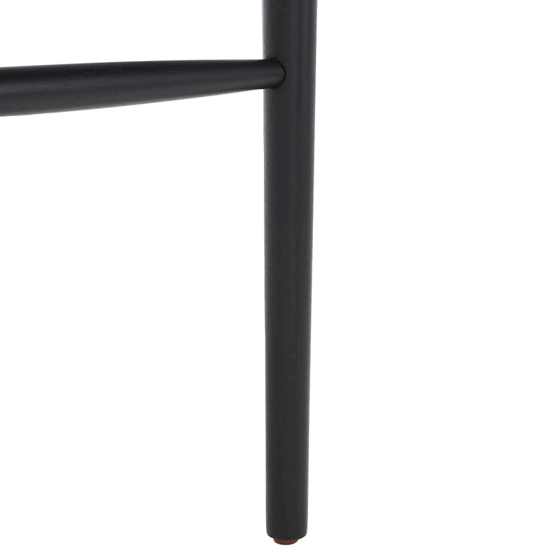 Sgabello da bar con schienale in legno curvato nero e crema, 76 cm H, seduta singola