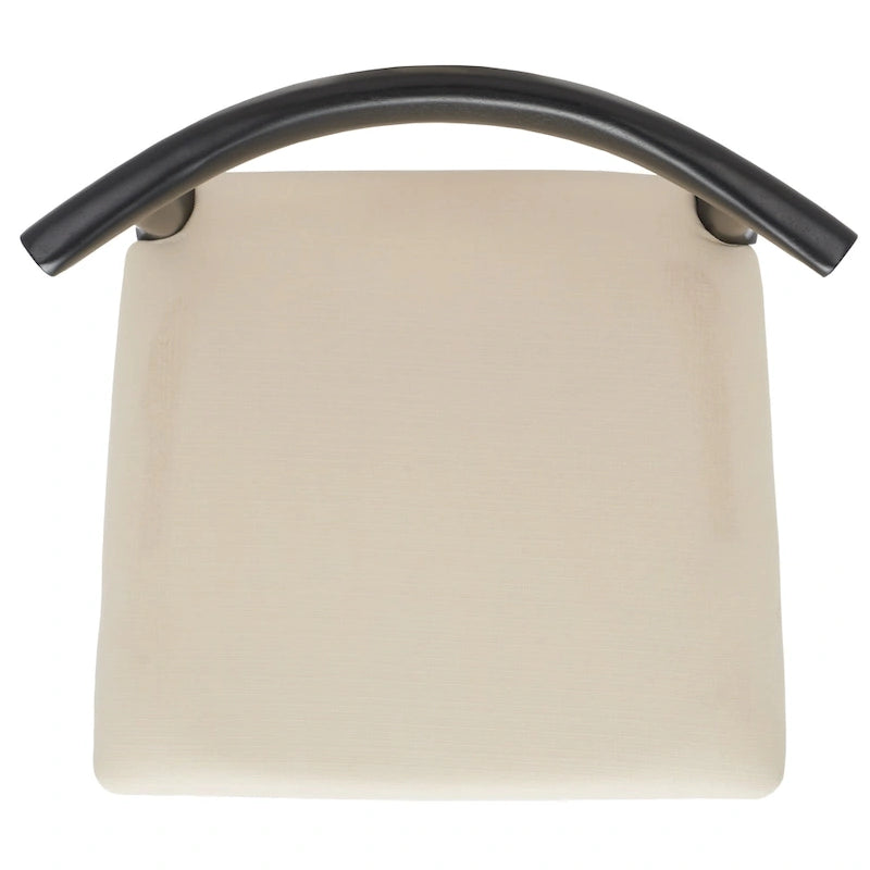 Sgabello da bar con schienale in legno curvato nero e crema, 76 cm H, seduta singola