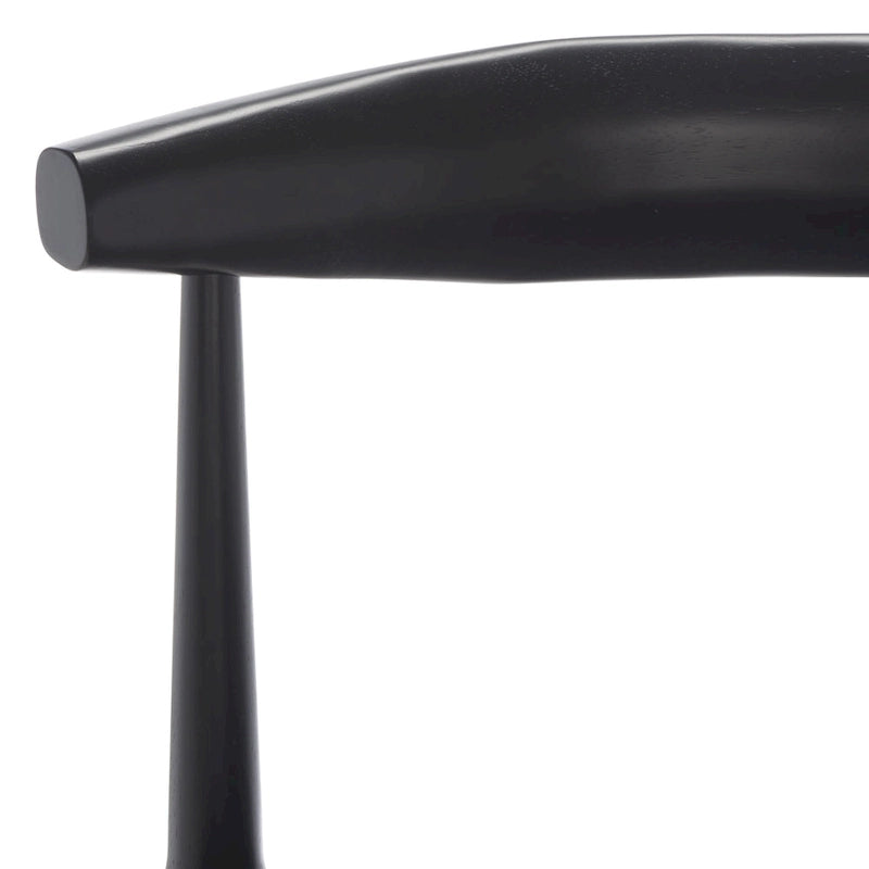 Sgabello da bar con schienale in legno curvato nero e crema, 76 cm H, seduta singola