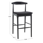 Sgabello da bar con schienale in legno curvato nero e crema, 76 cm H, seduta singola