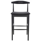 Sgabello da bar con schienale in legno curvato nero e crema, 76 cm H, seduta singola