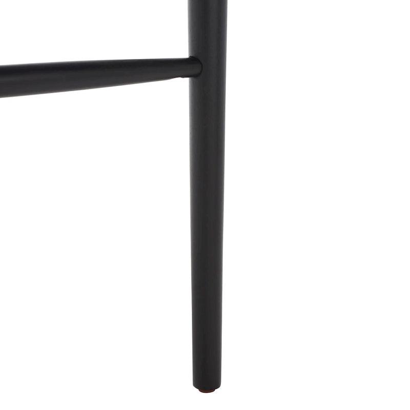 Sgabello da bar con schienale in legno curvato nero e crema, 76 cm H, seduta singola