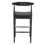 Sgabello da bar con schienale in legno curvato nero e crema, 76 cm H, seduta singola