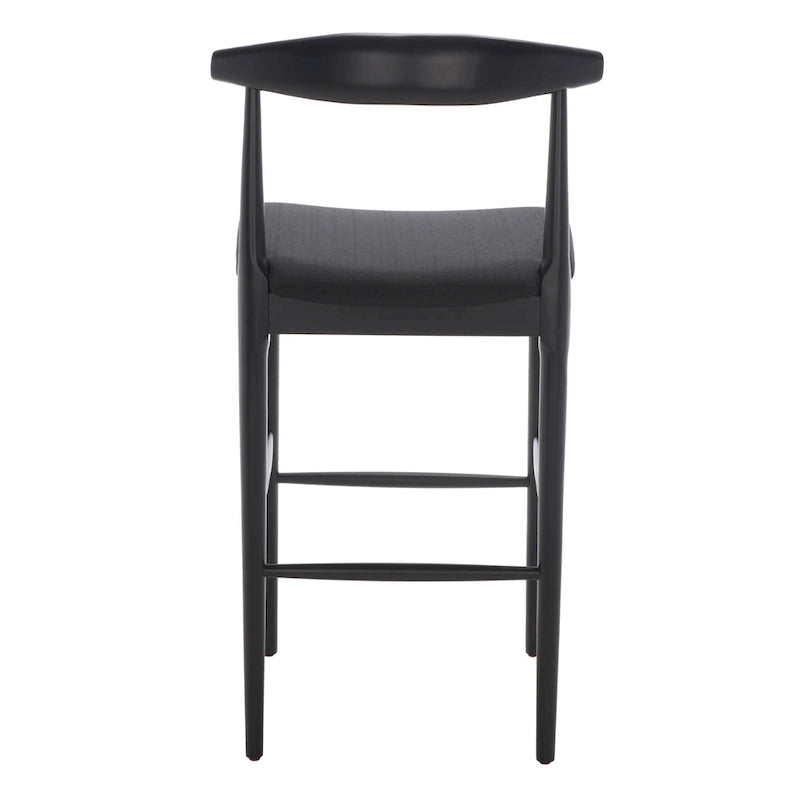 Sgabello da bar con schienale in legno curvato nero e crema, 76 cm H, seduta singola