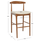 Sgabello da bar con schienale in legno curvato nero e crema, 76 cm H, seduta singola
