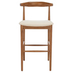 Sgabello da bar con schienale in legno curvato nero e crema, 76 cm H, seduta singola
