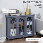 Credenza a buffet con ante in vetro a 2 ante grigio/bianco, montaggio singolo
