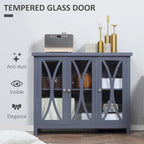 Credenza a buffet con ante in vetro a 2 ante grigio/bianco, montaggio singolo