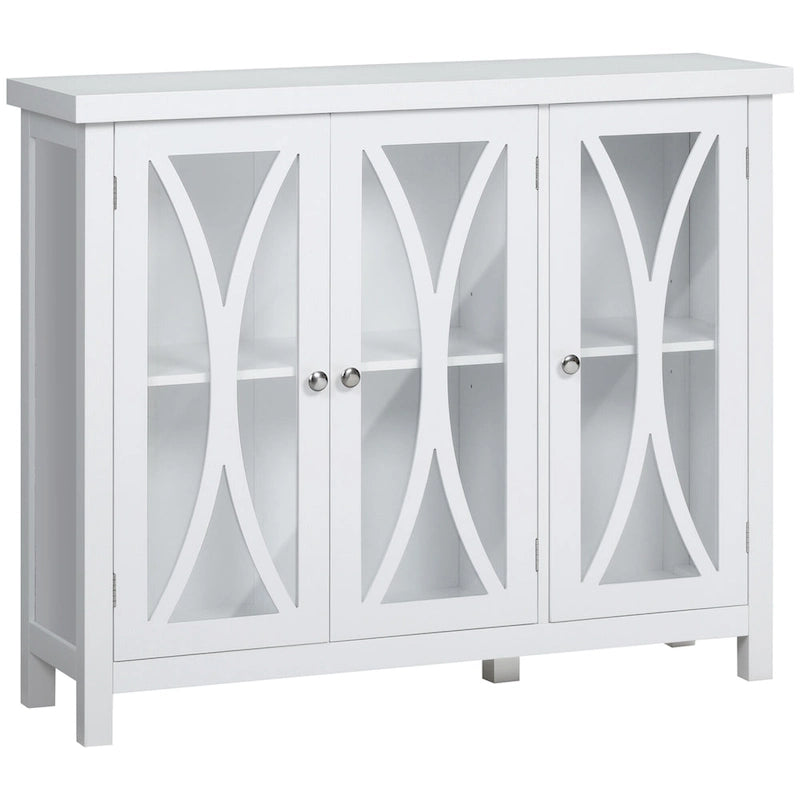 Credenza a buffet con ante in vetro a 2 ante grigio/bianco, montaggio singolo