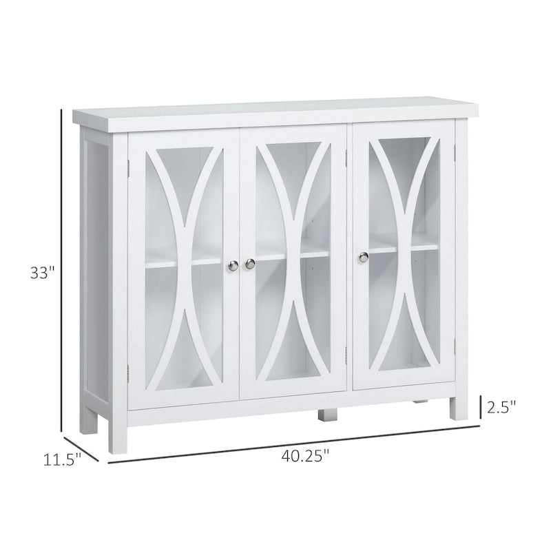 Credenza a buffet con ante in vetro a 2 ante grigio/bianco, montaggio singolo